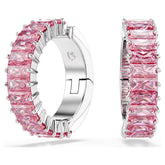 Matrix ear cuffs, Baguette cut, Pink, Rhodium plated